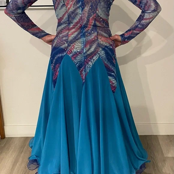 Vibrant Multicolor Ballroom Dance Dress - Picture 10 of 16
